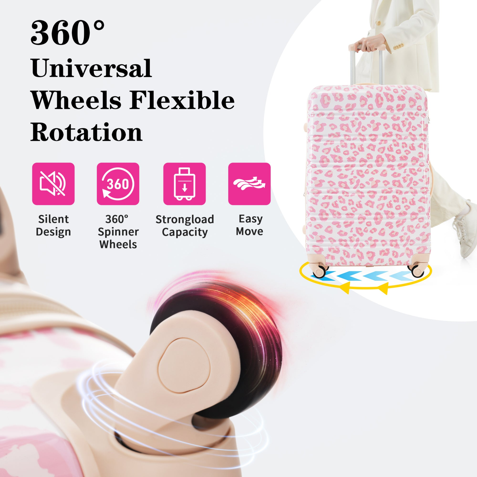 Start2Finish hardshell 3-piece spinner luggage set with TSA locks, lightweight travel suitcases for easy, secure packing.