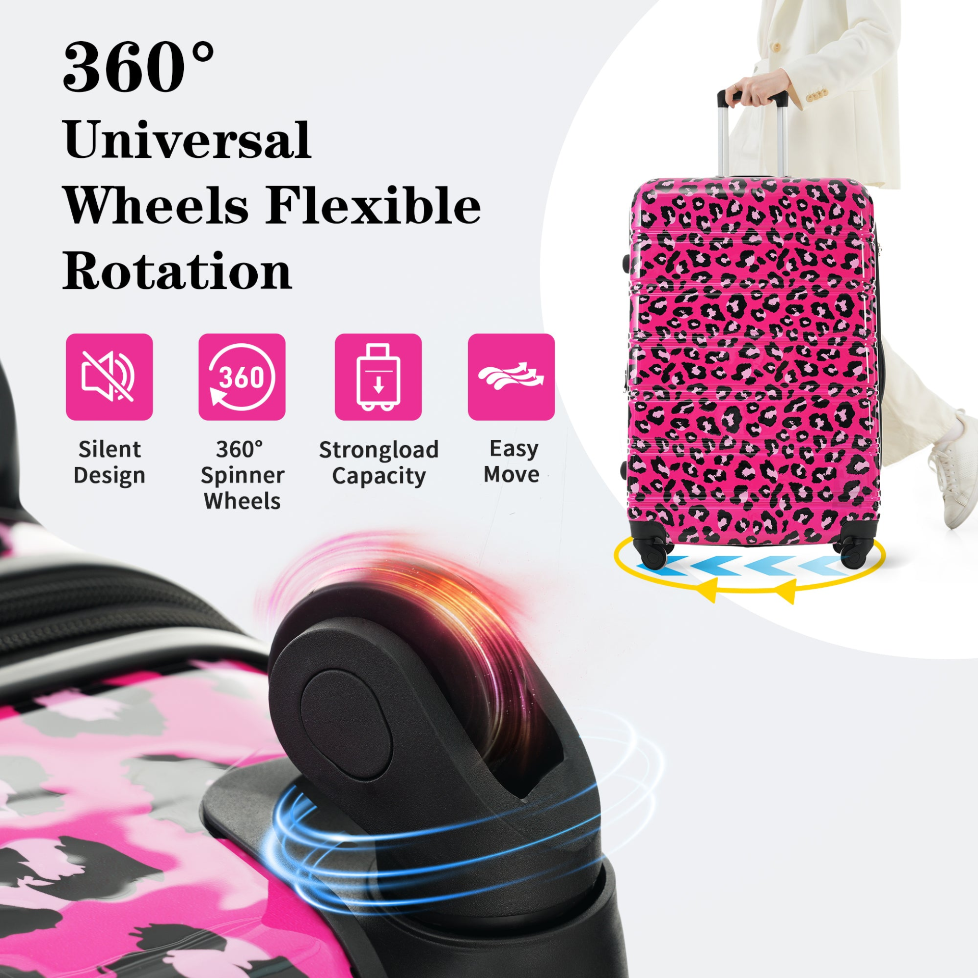 Start2Finish hardshell 3-piece spinner luggage set with TSA locks, lightweight travel suitcases for easy packing and security.