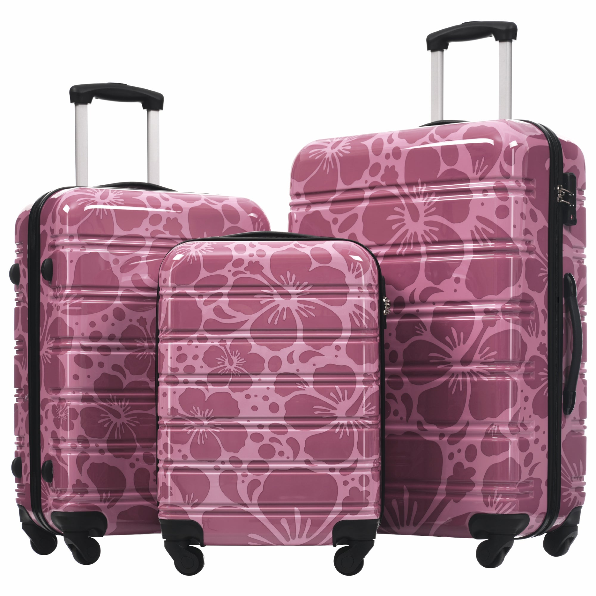 Start2Finish hardshell 3-piece spinner luggage set with TSA lock, lightweight suitcases featuring durable, textured hardside design.