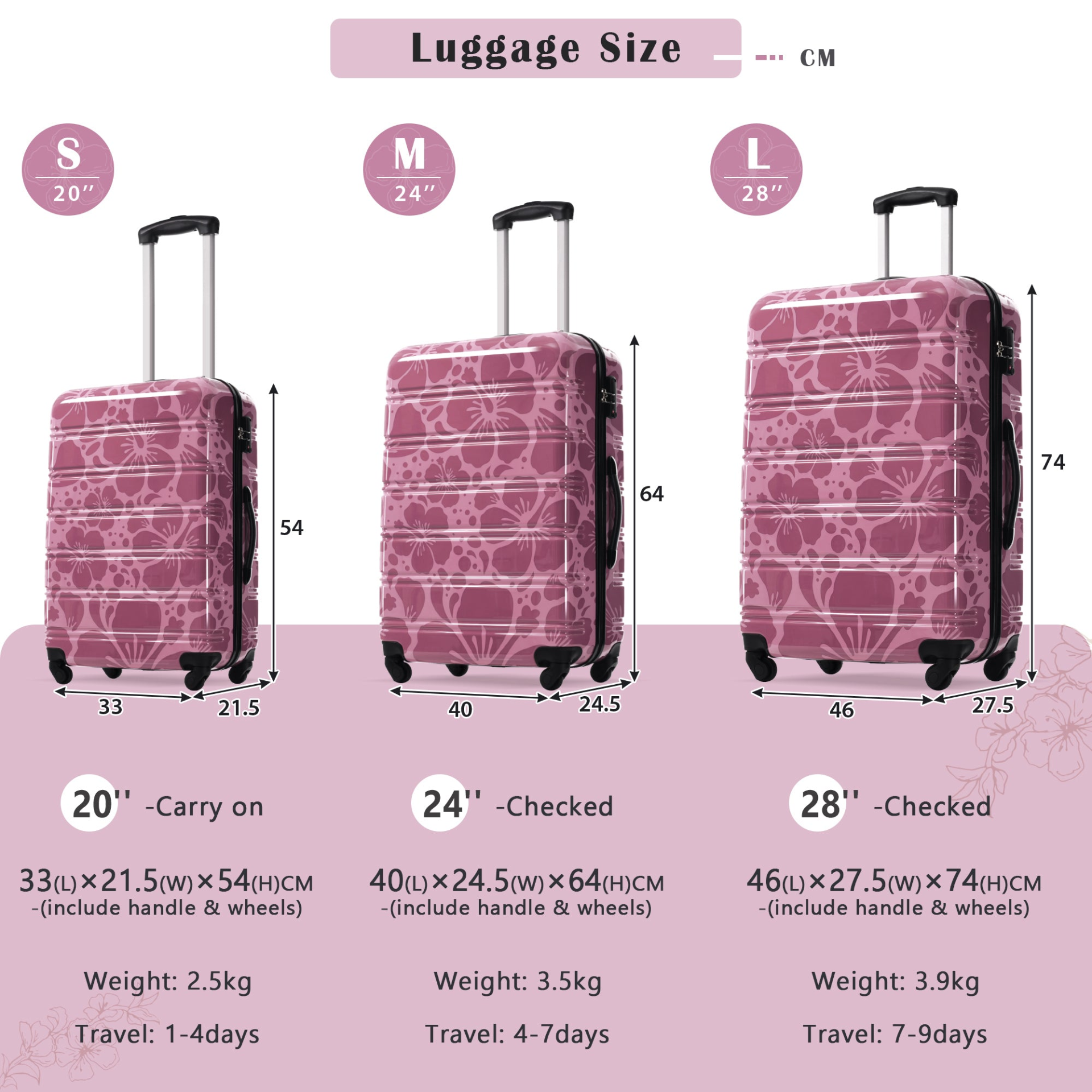 Start2Finish hardshell 3-piece spinner luggage set with TSA locks, lightweight suitcases, and durable hardside design.