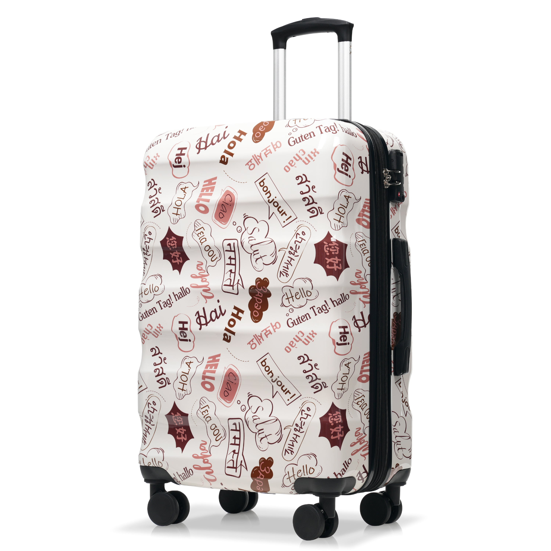 Lightweight glossy hardshell travel suitcase with spinner wheels and TSA lock, branded Start2Finish, for easy travel security.