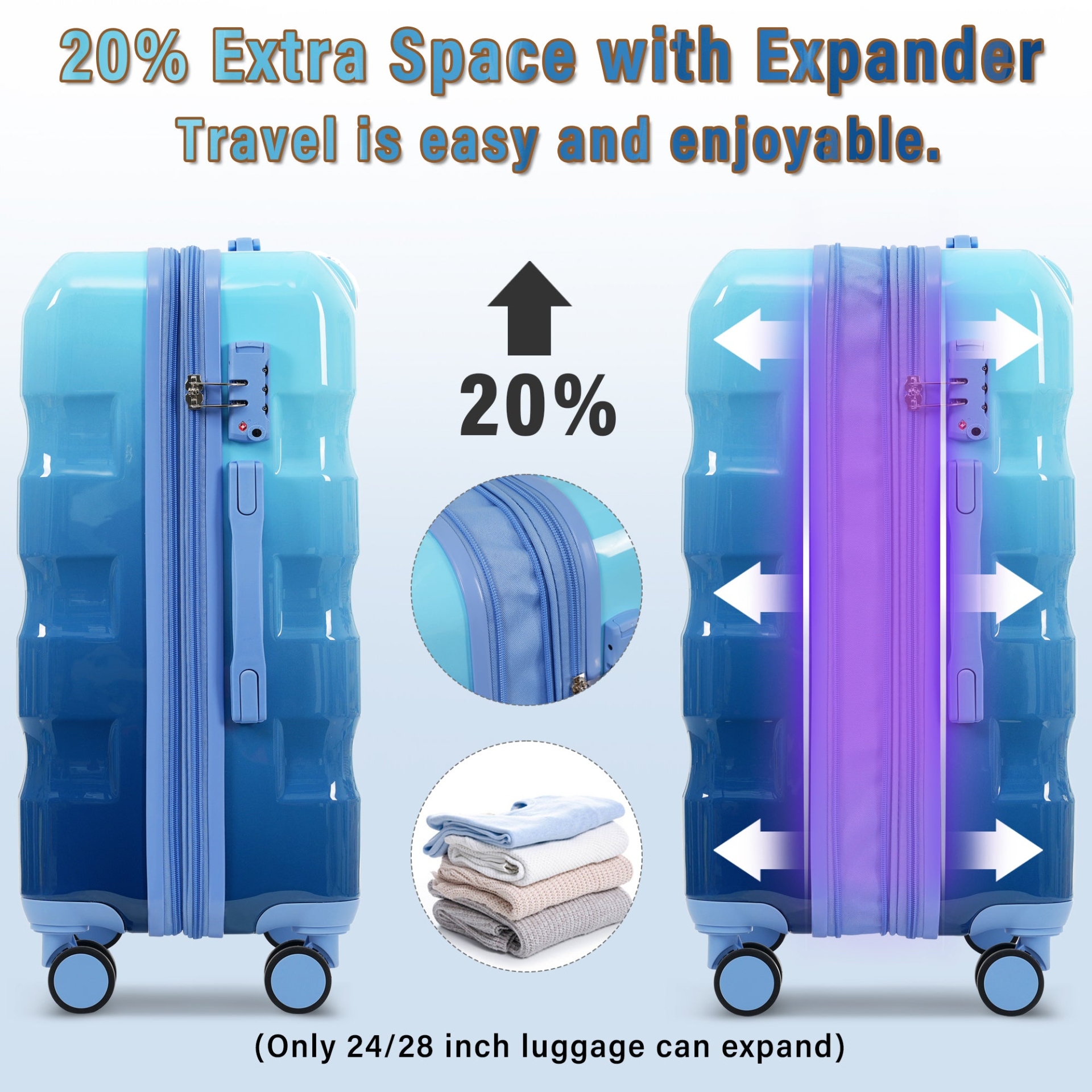 Start2Finish 3-piece hardshell luggage set with spinner wheels and TSA lock, featuring durable suitcases for travel.