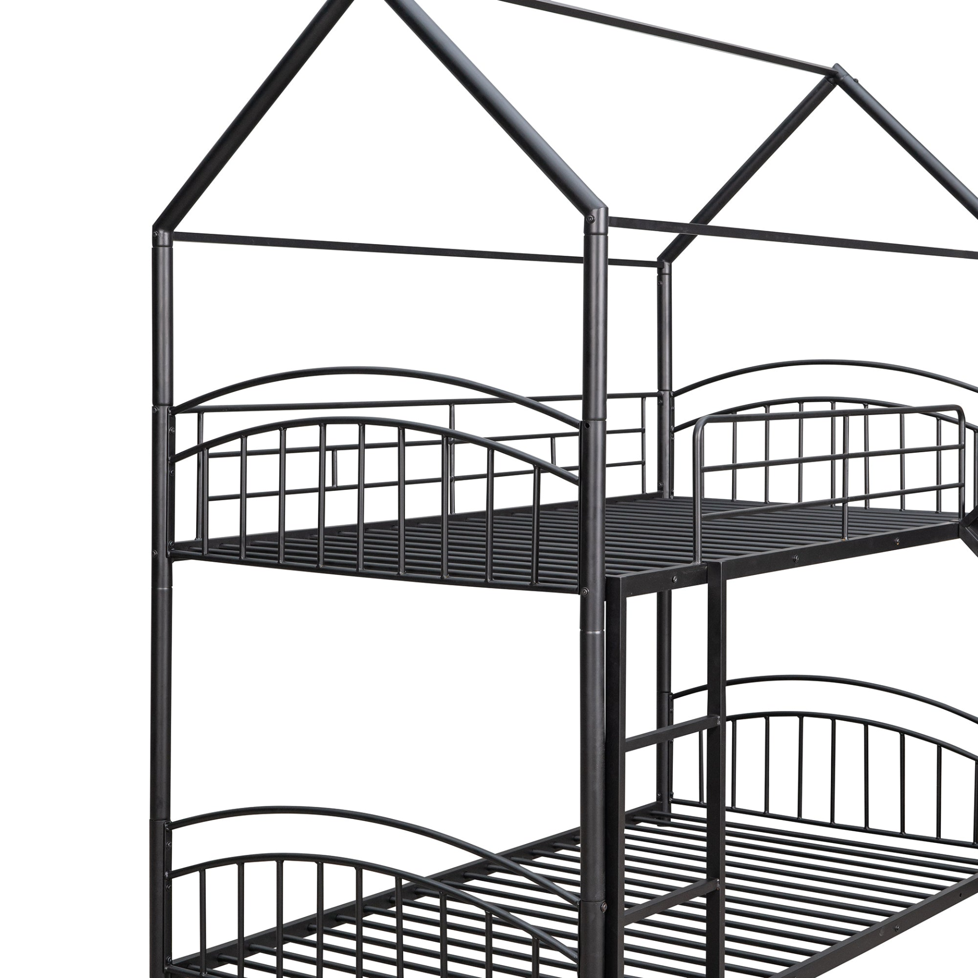 Start2Finish twin over twin metal bunk bed with built-in house design and slide, ideal kids&