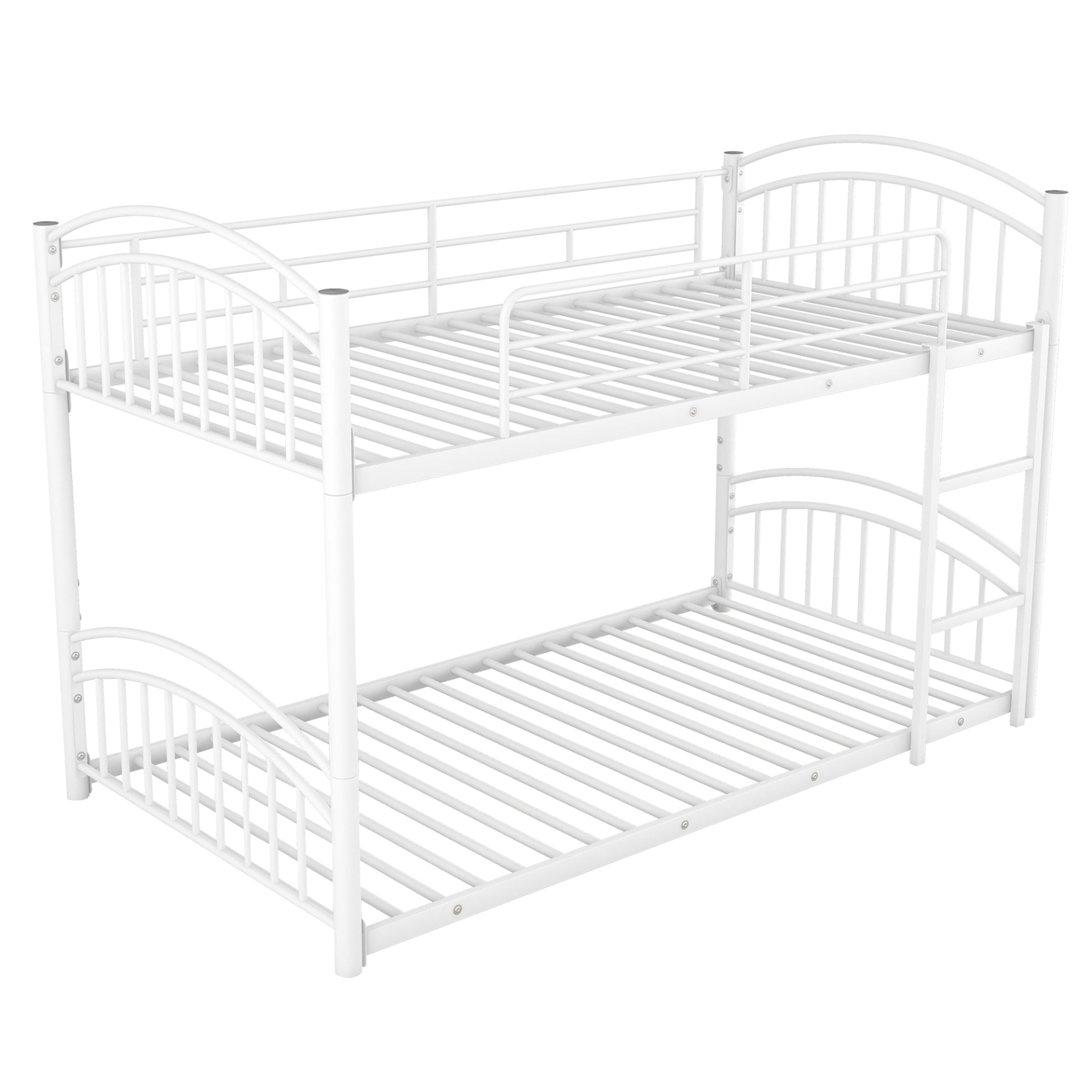 Start2Finish twin over twin metal bunk bed with built-in house design and slide, featuring sturdy frame and playful kids&