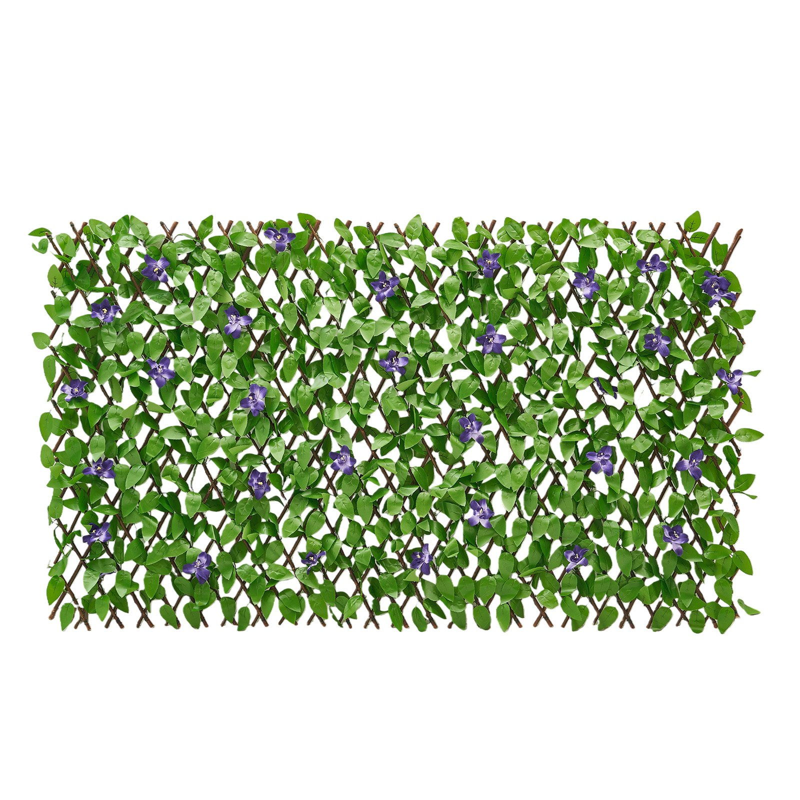 Start2Finish VEVOR expandable artificial ivy fence panel with greenery backdrop, 25.5 x 122 inches, includes 50 zip ties for outdoor privacy.
