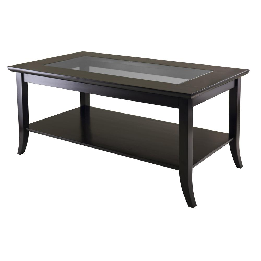 Start2Finish Genoa rectangular coffee table with glass top and lower shelf, modern living room furniture design