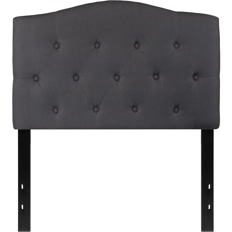 Dark gray tufted upholstered twin size headboard by Start2Finish, featuring plush fabric and elegant tufted design for bedroom decor.