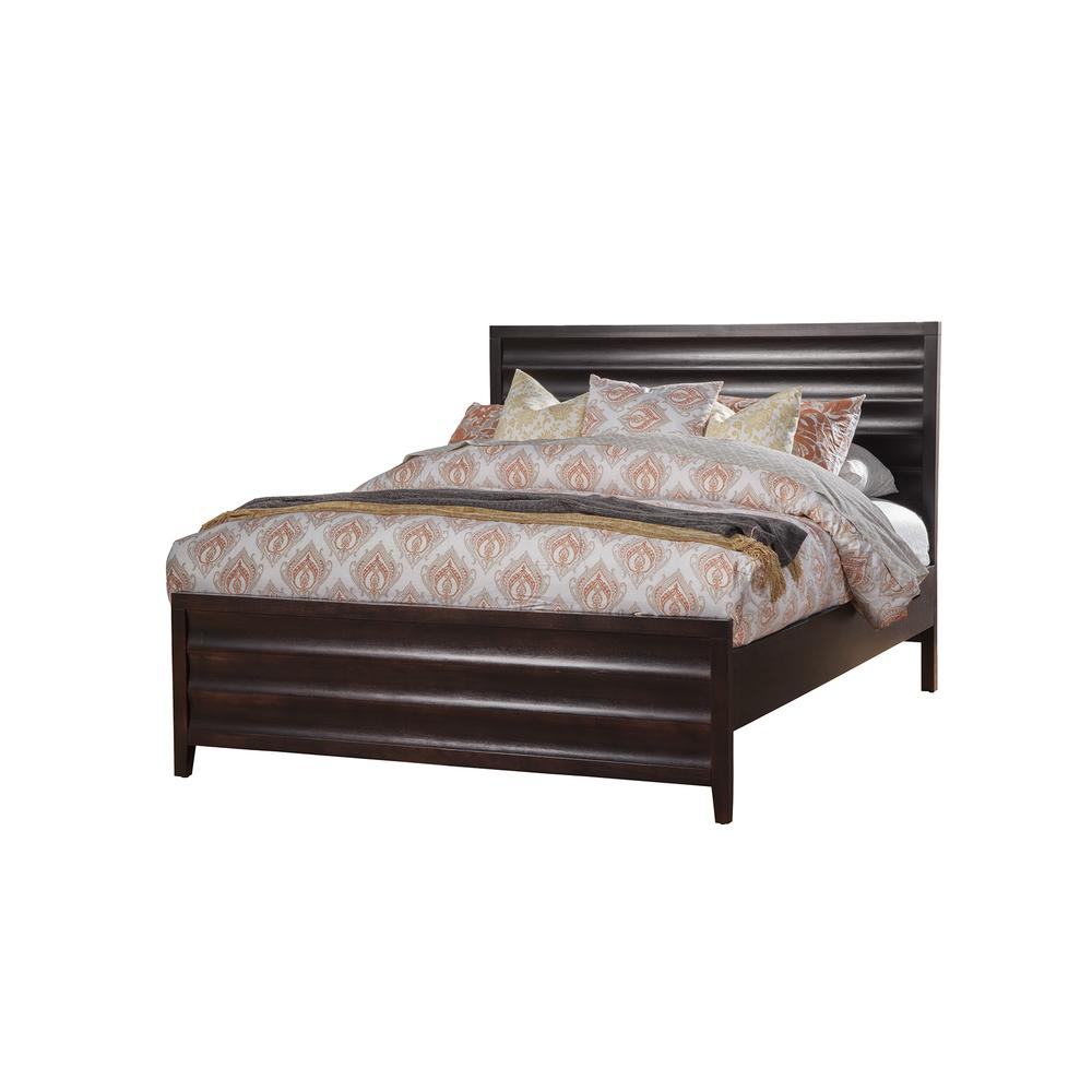 Black cherry finish Legacy Queen Panel Bed by Start2Finish, featuring a classic wooden headboard and footboard design.
