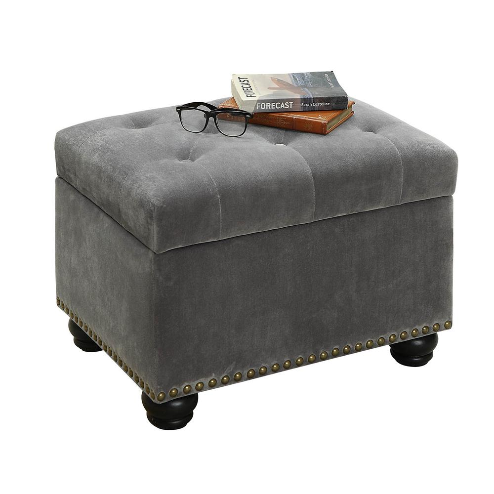Start2Finish 5th Avenue Storage Ottoman, beige fabric furniture piece with a cushioned top and hidden storage compartment.