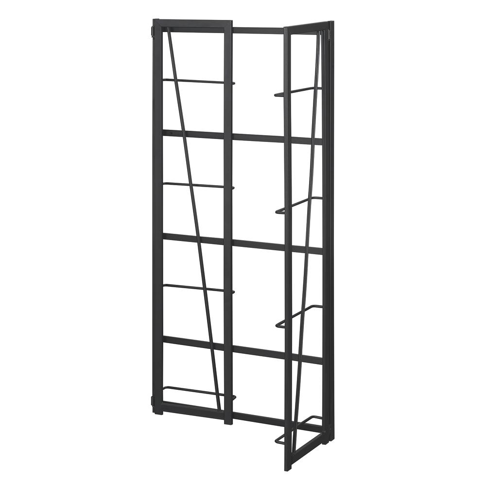 Start2Finish Xtra Folding 4-Tier Bookshelf in black, showcasing a versatile, space-saving furniture piece with four shelves.