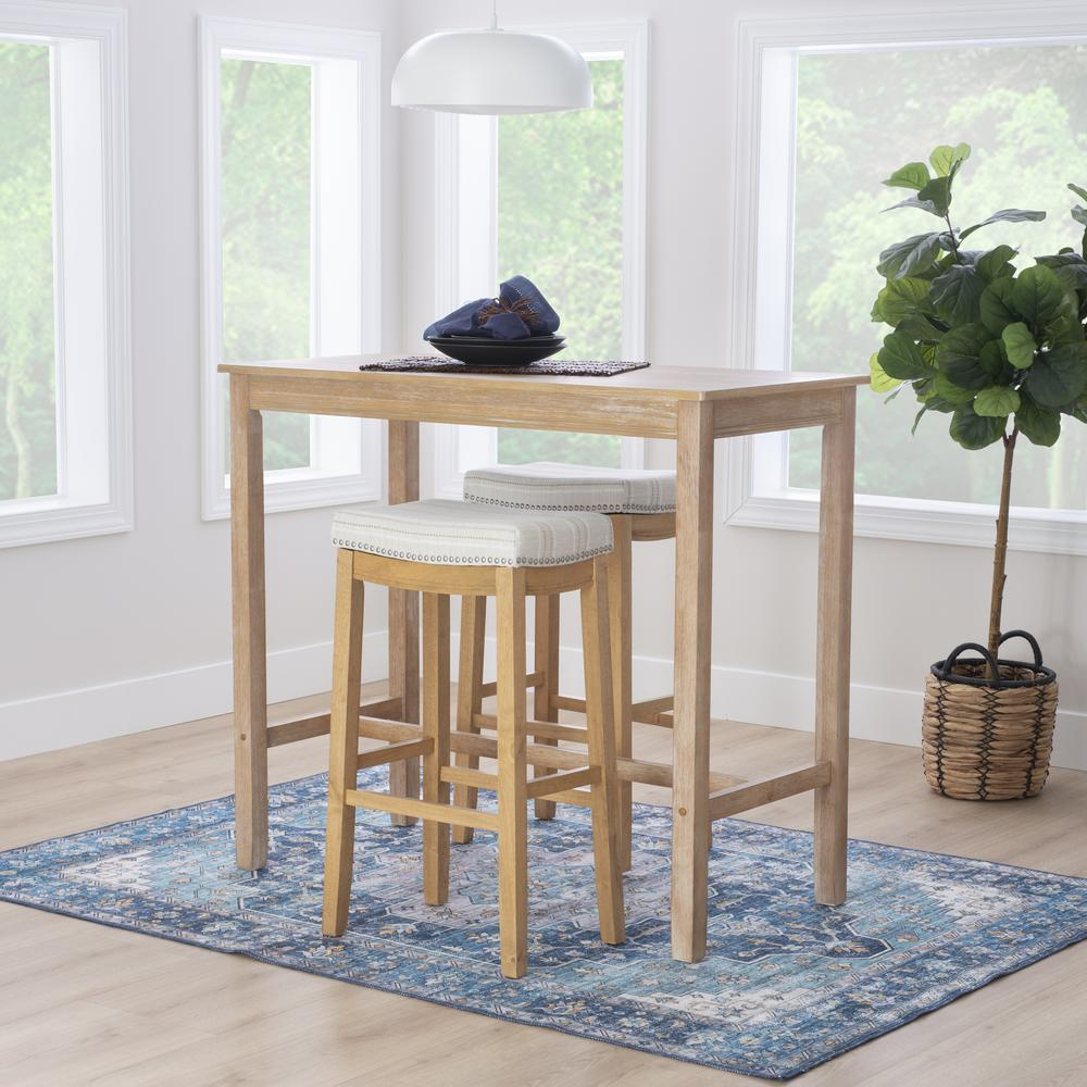 Start2Finish Claridge Bar Pub Table made of acacia wood, featuring a sleek, modern design perfect for home or bar area.