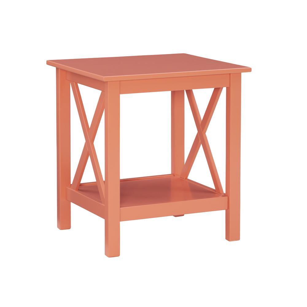 Start2Finish Davis Coral end table showing a sleek, modern furniture piece with a smooth surface and sturdy legs.