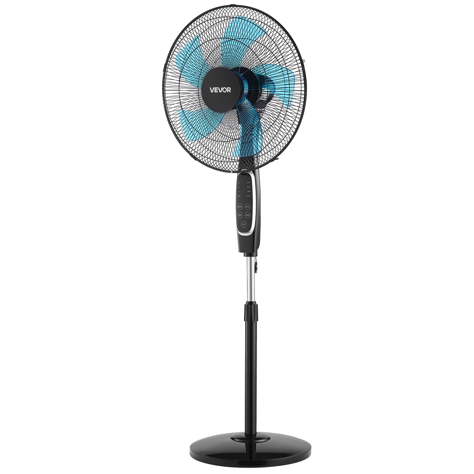 Start2Finish VEVOR 18-inch pedestal fan with remote, 9 speeds, oscillating, adjustable height, quiet DC motor, black standing floor fan