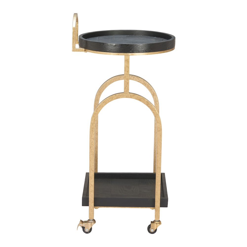 Start2Finish Zukei Bar Cart in black with multiple shelves and wheels, ideal for stylishly storing beverages and barware.