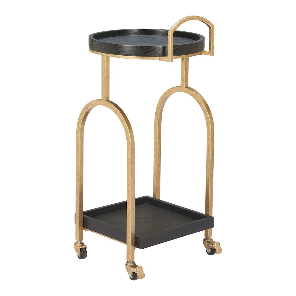 Black Zukei Bar Cart by Start2Finish with three shelves and metal frame, perfect for entertaining and stylish home bar storage.
