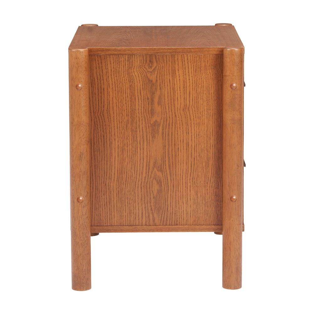 Walnut Beleza Nightstand by Start2Finish with a sleek design, featuring a drawer and open storage space.