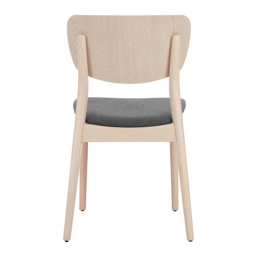 Pair of Kellua gray and natural dining chairs by Start2Finish, showcasing modern wooden furniture with cushioned seats.