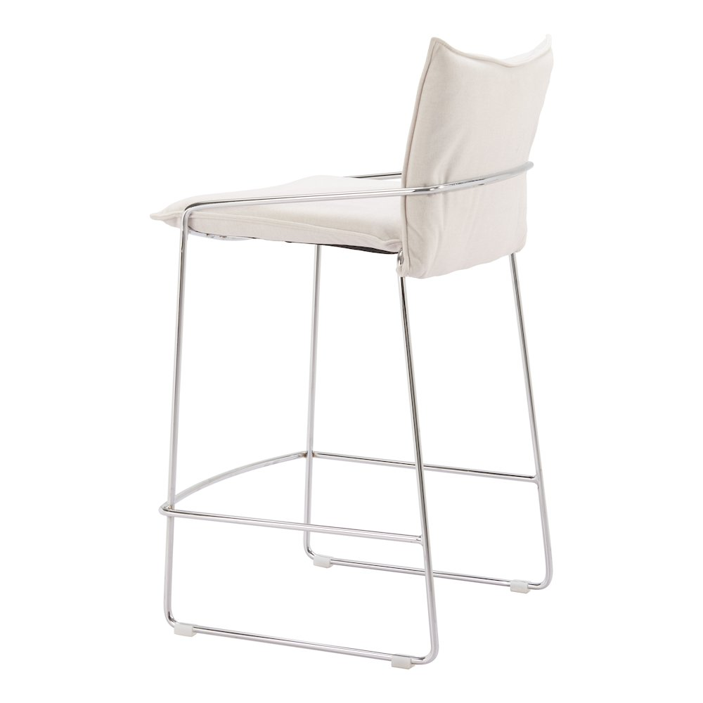 White Pola Counter Stool by Start2Finish featuring a modern design with a padded seat and sleek metal legs.