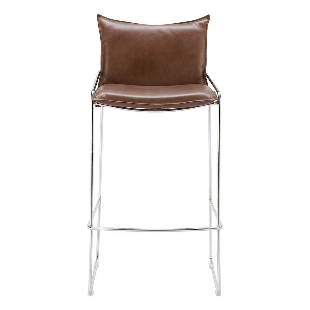 Start2Finish Pola brown barstool with wooden legs and cushioned seat, modern design for kitchen or bar area.
