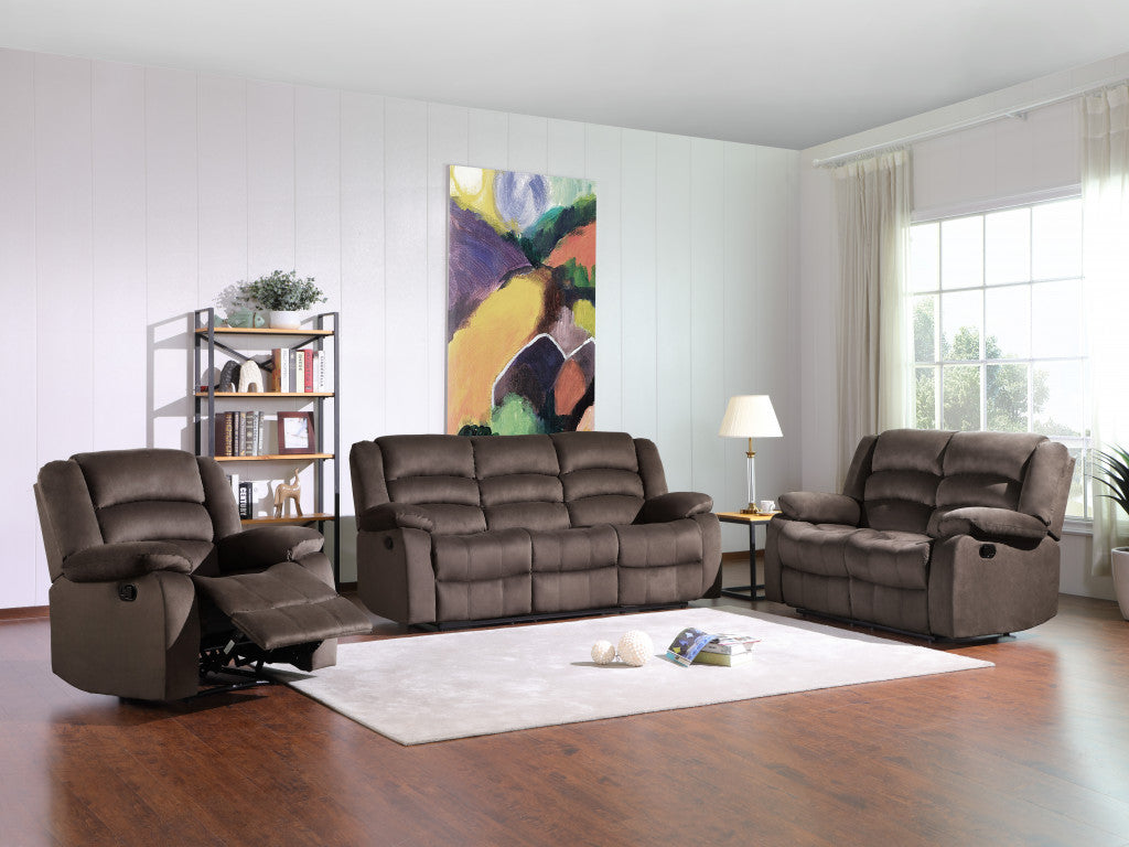 Contemporary brown fabric sofa set by Jade, 120 inches long, featuring plush cushions and modern furniture design.