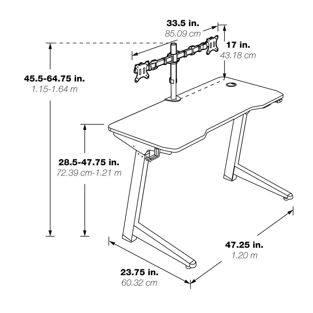 Start2Finish Arena 1337 Battlestation gaming desk with sleek black finish and spacious surface for gaming setup and accessories.
