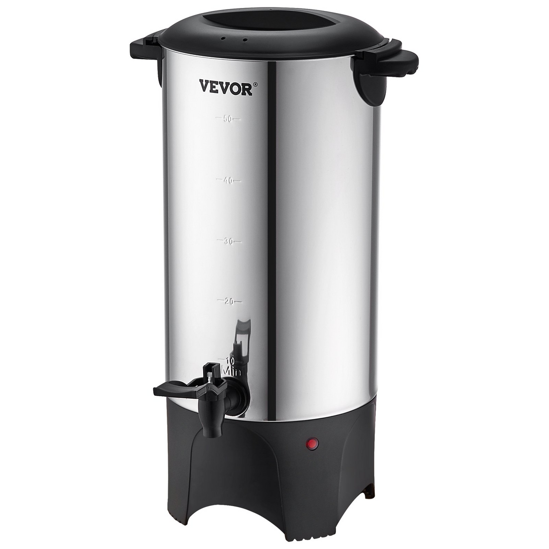 Start2Finish VEVOR commercial coffee urn in stainless steel, 50-cup capacity, large electric coffee dispenser with silver finish