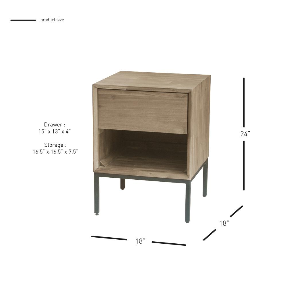 Start2Finish Hathaway nightstand with a single drawer and open shelf, featuring a sleek wood finish and modern design.