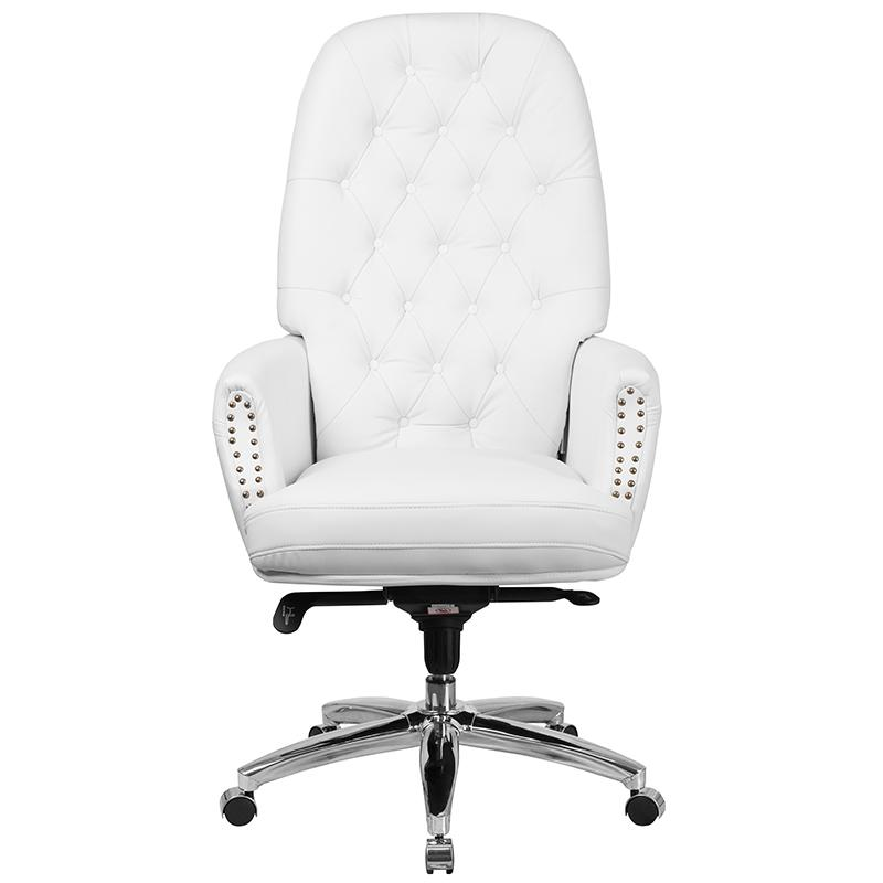 Start2Finish high back white ergonomic office chair with armrests and swivel base, designed for executive comfort and support