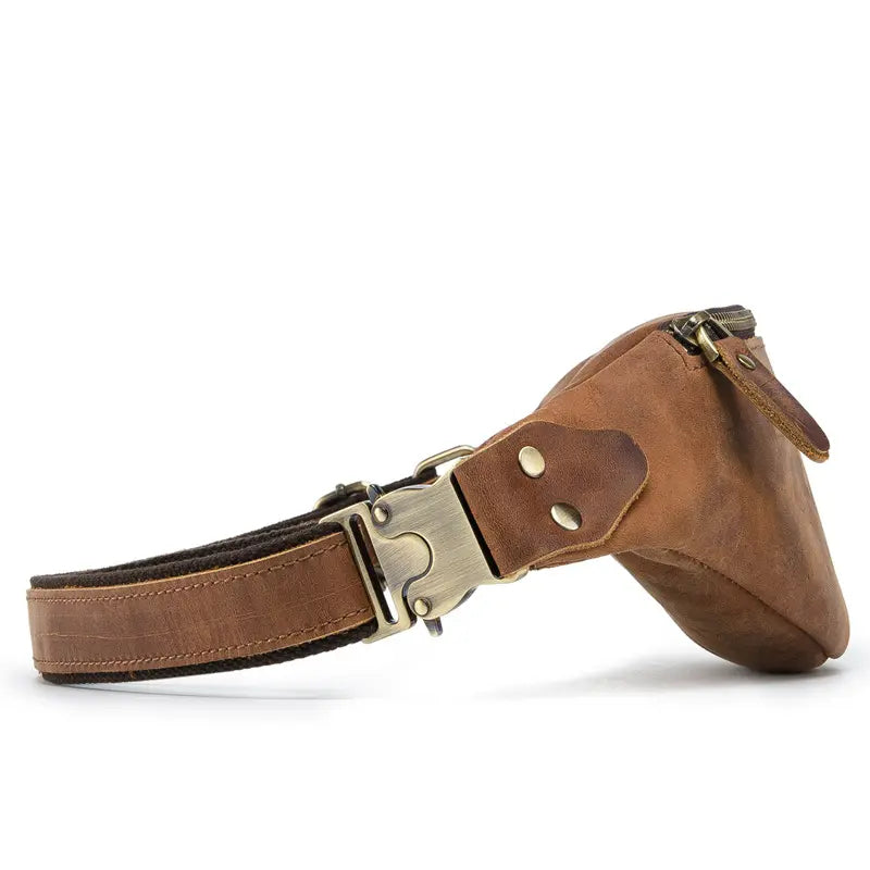 Start2Finish Wagner leather waist bag with full grain leather, stylish fanny pack for accessories and casual wear.