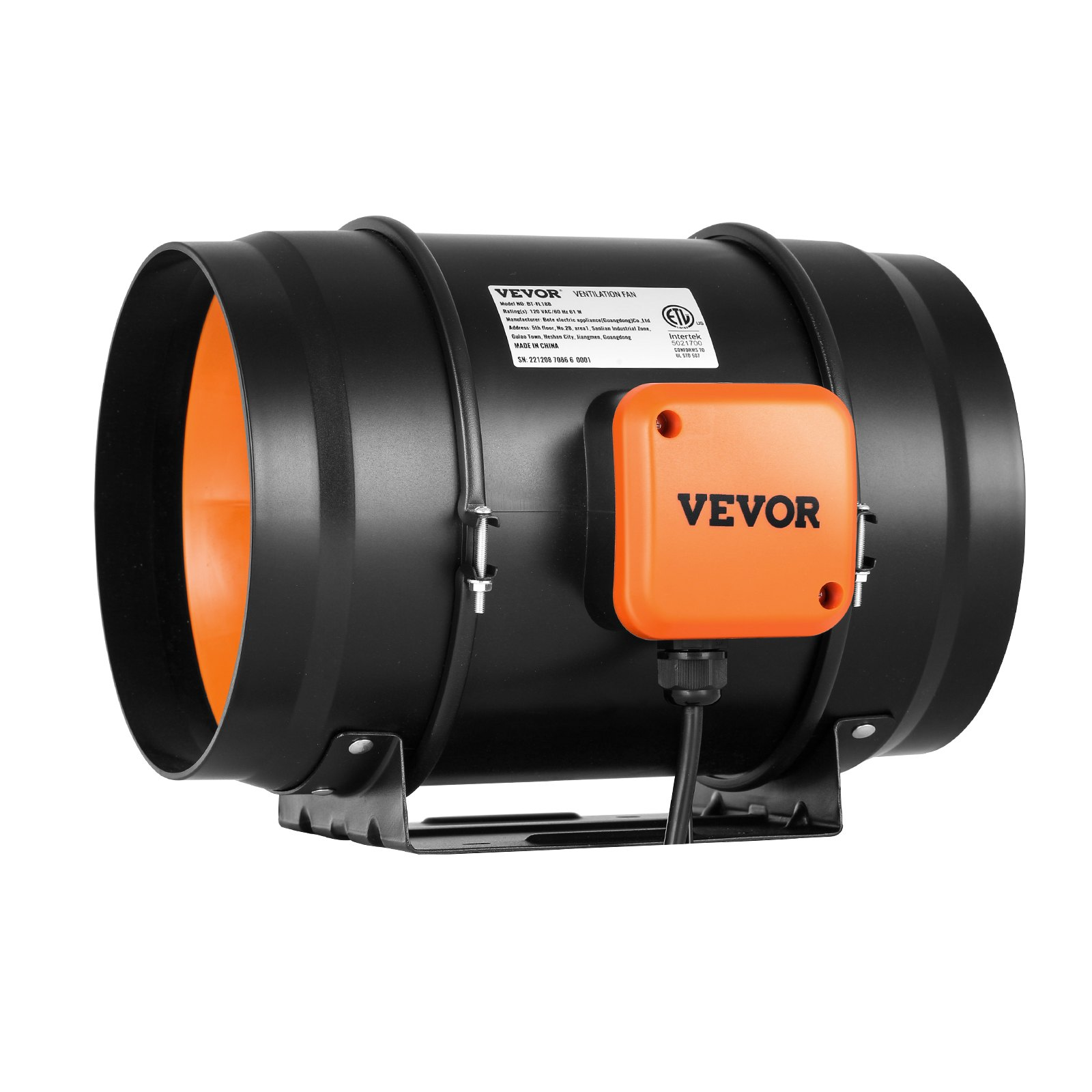 Start2Finish VEVOR 8-inch inline duct fan with variable speed control, quiet AC motor for ventilation and exhaust in grow tents.