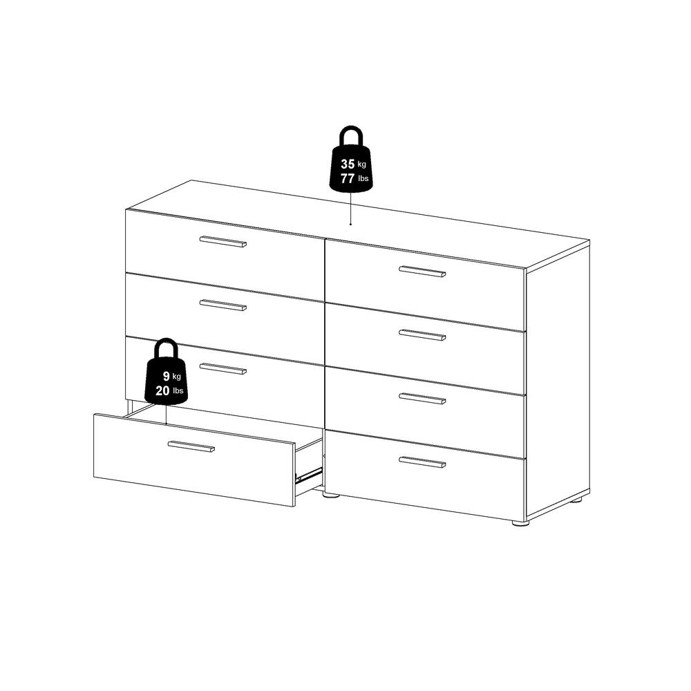 Start2Finish Austin 8 Drawer Double Dresser in Truffle Oak with sleek modern design and spacious storage drawers.