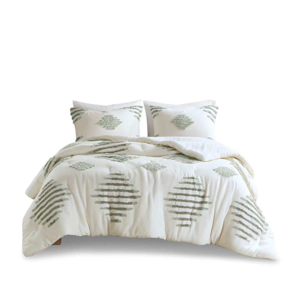 Start2Finish 3-piece cotton blend chenille comforter set with soft, textured bedding and matching pillow shams for cozy bedroom decor.