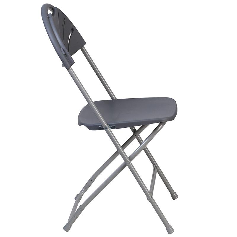 Start2Finish HERCULES Series 2-pack charcoal plastic folding chairs with fan back design and 650 lb. capacity