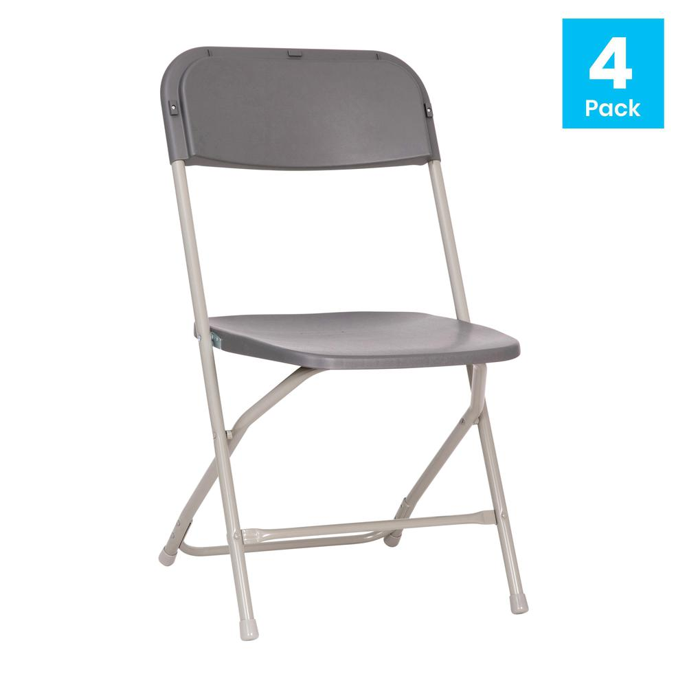 Hercules™ Series gray plastic folding chairs by Start2Finish, commercial-grade, contoured for big and tall, 650LB weight capacity
