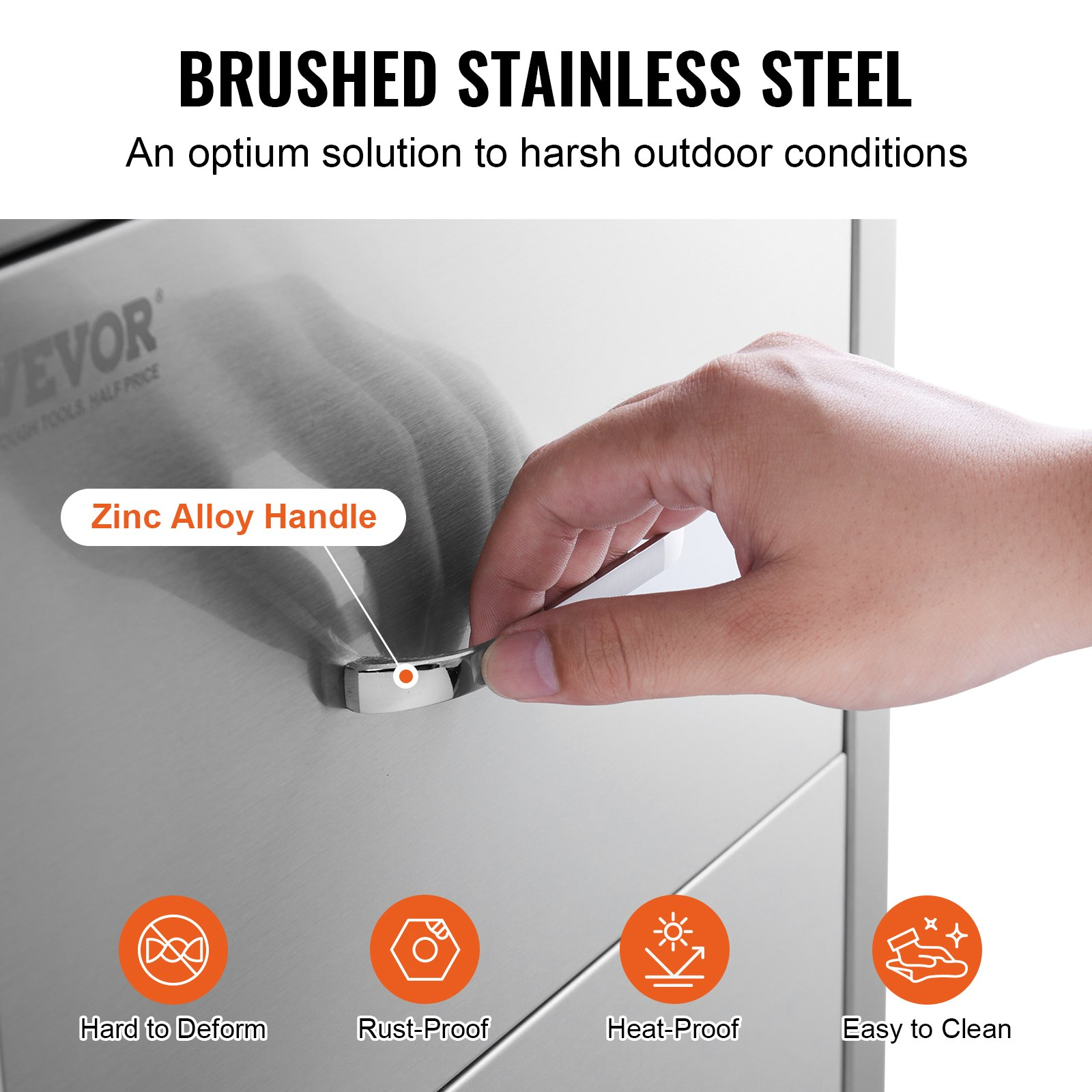 Start2Finish outdoor stainless steel kitchen drawers for BBQ island, 17.8W x 20.2H x 12.2D inches with handles, flush mount design