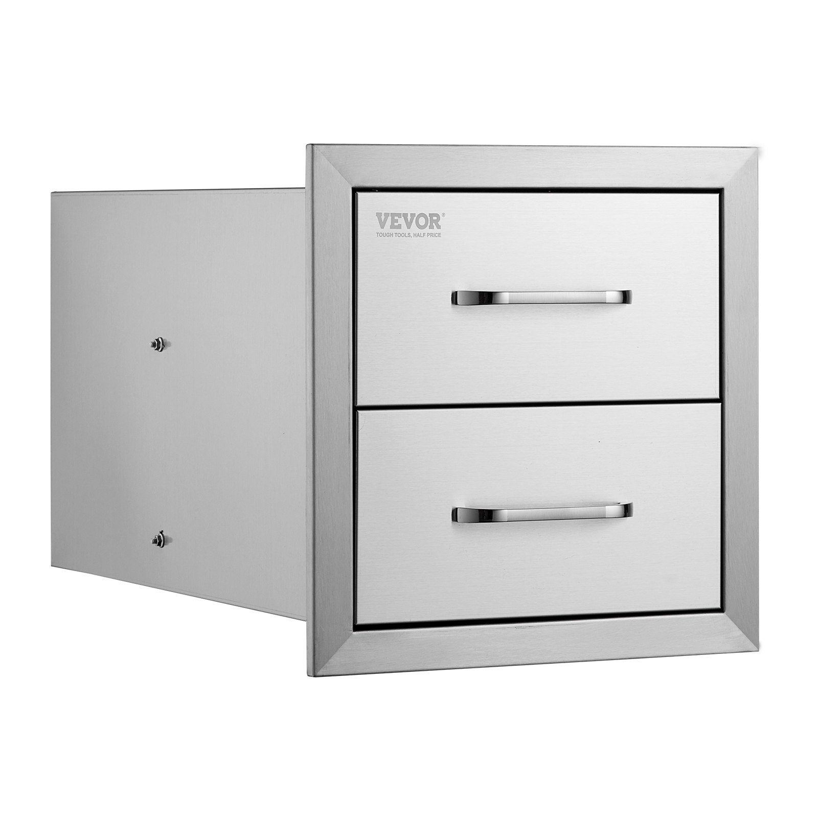 Start2Finish VEVOR outdoor kitchen double stainless steel drawers with handles, flush mount for BBQ island or outdoor kitchen use