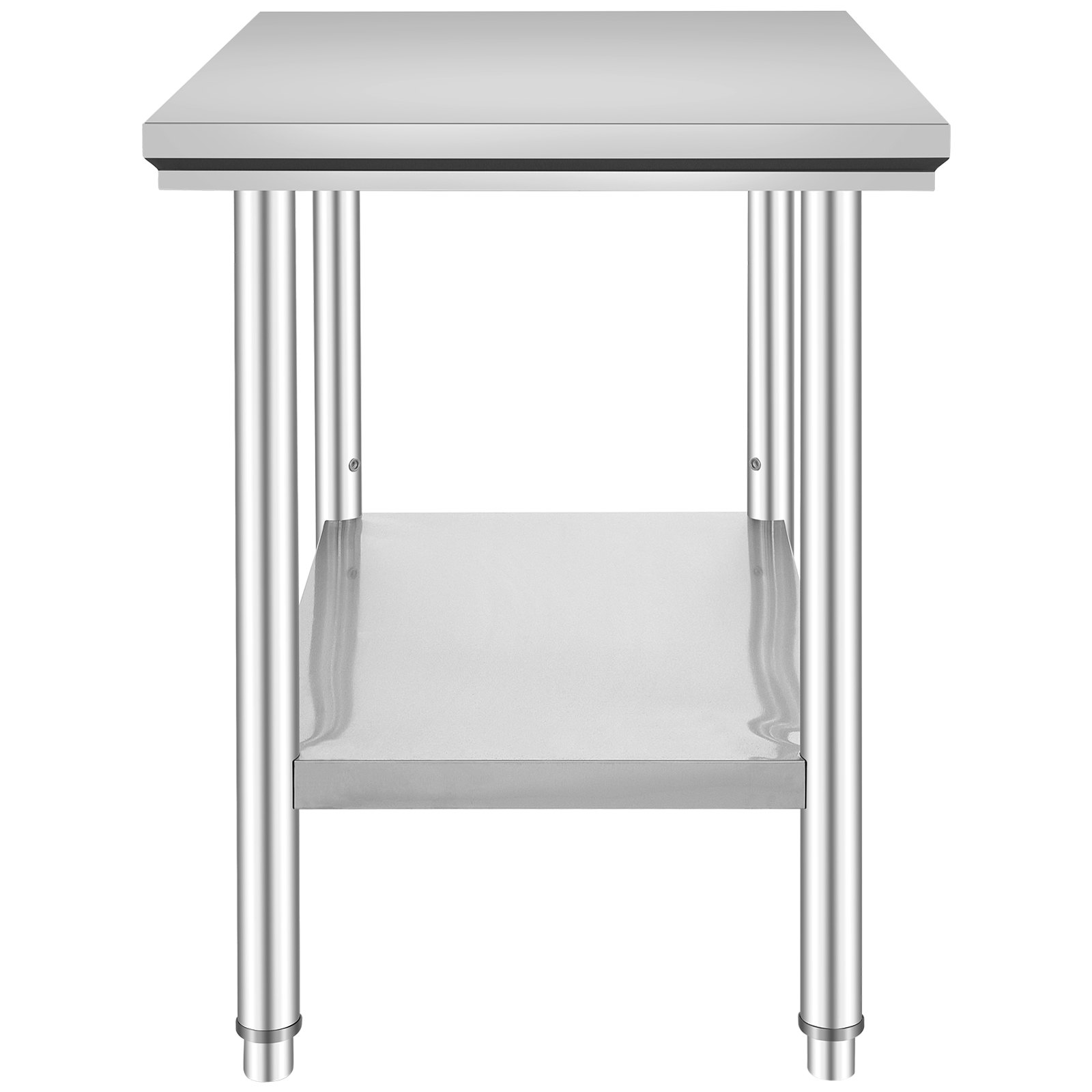Start2Finish stainless steel prep table with 3 adjustable height levels, heavy-duty work surface for commercial kitchens or garages.