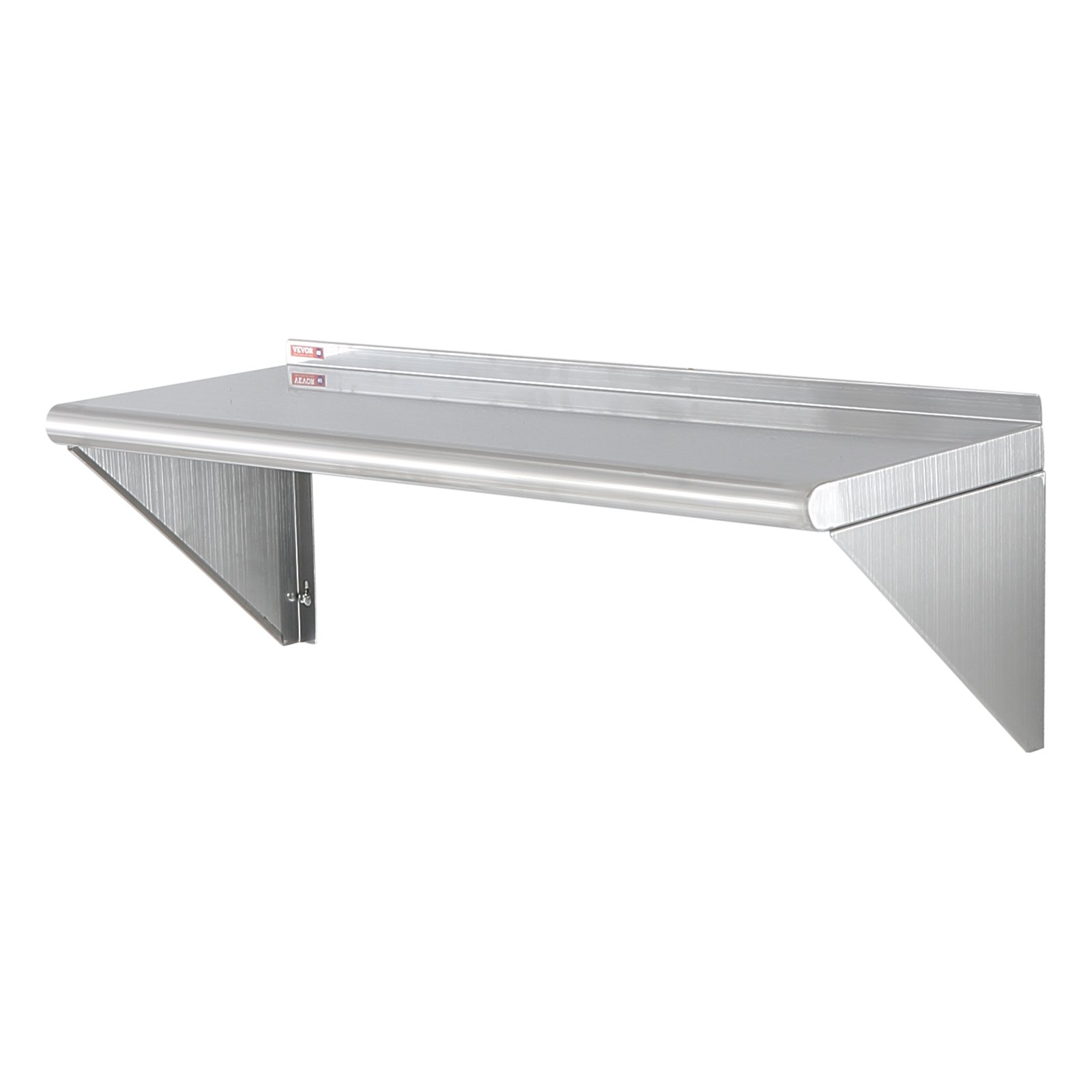 Start2Finish stainless steel wall-mounted floating shelf with brackets, 12x36 inches, heavy-duty storage for kitchen or restaurant use