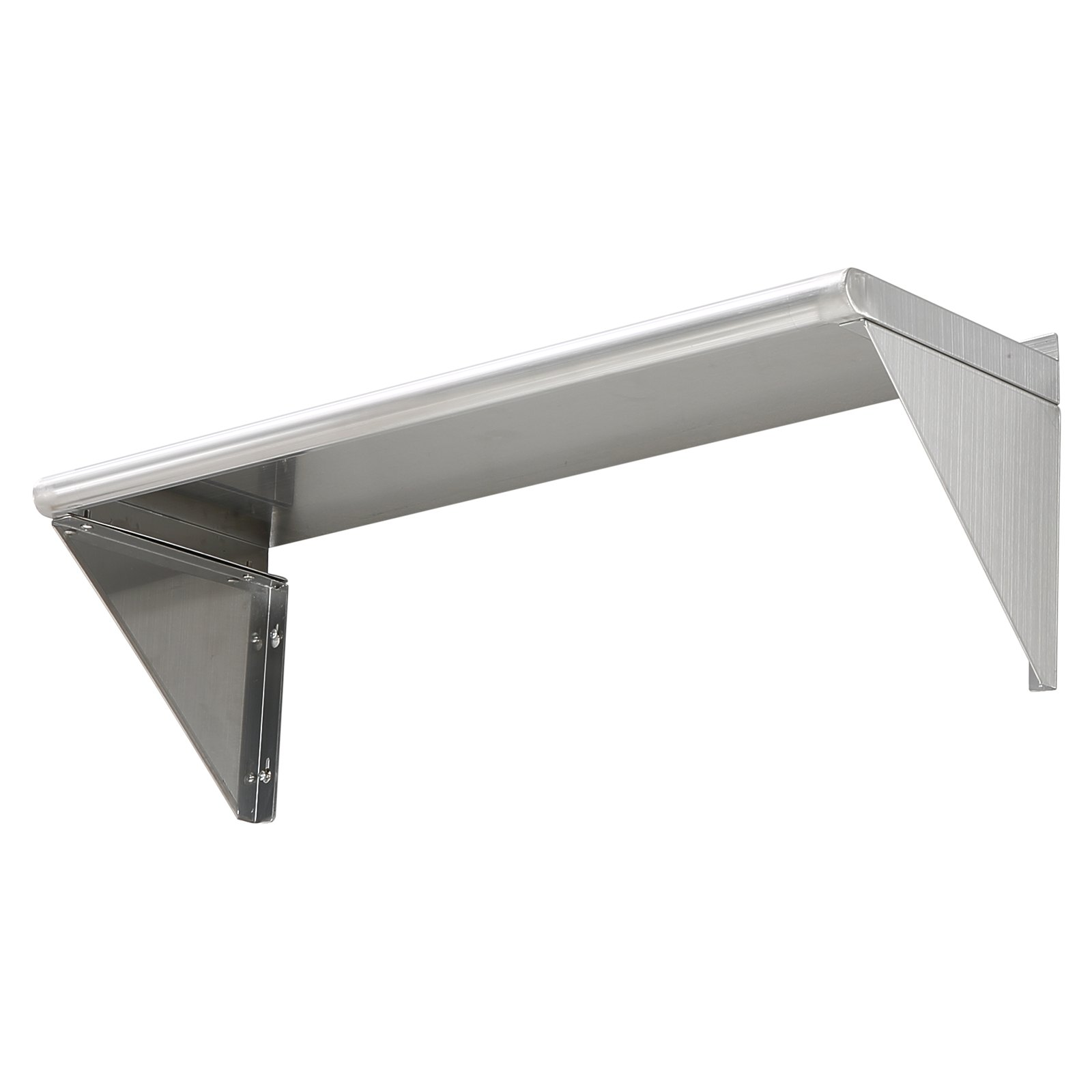 Start2Finish stainless steel wall-mounted floating shelf with brackets, 12x36 inches, heavy-duty storage for kitchen, restaurant, or bar.