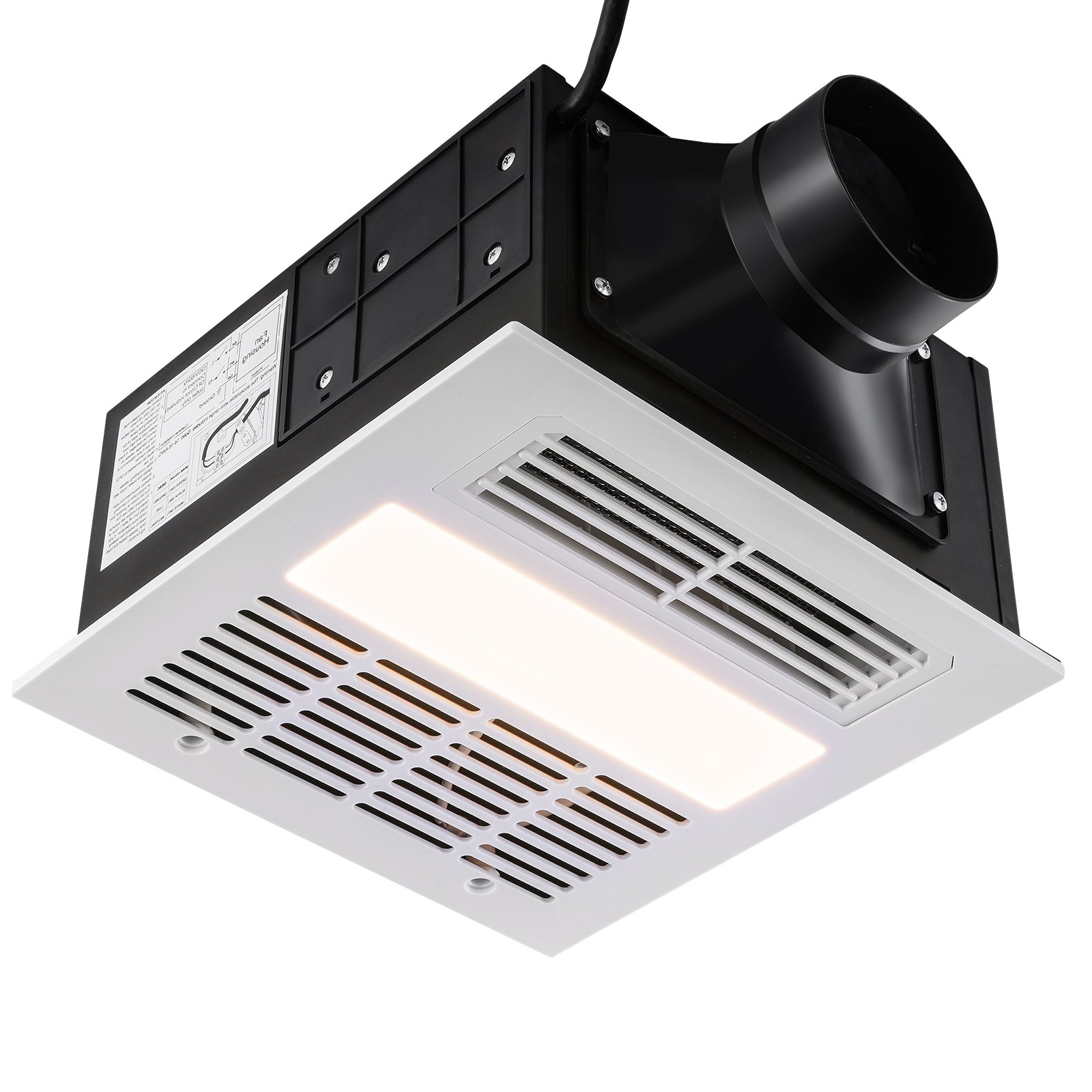 Start2Finish VEVOR bathroom exhaust fan with 1500W heating, 110 CFM ventilation, low noise, energy-efficient ceiling fan.
