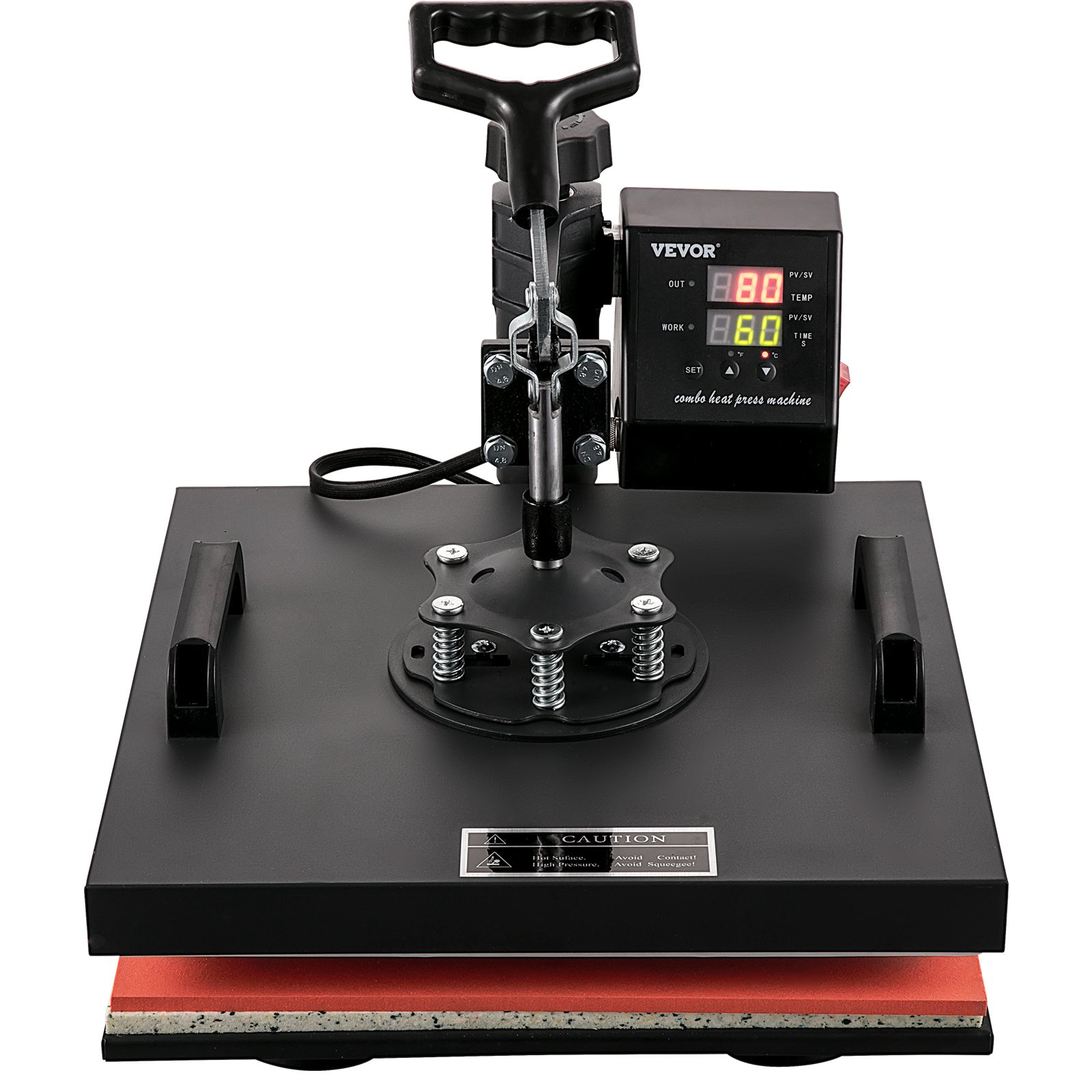Start2Finish VEVOR 8-in-1 heat press machine with 15x15 inch pressing surface, swing-away design, for sublimation and heat transfer projects.