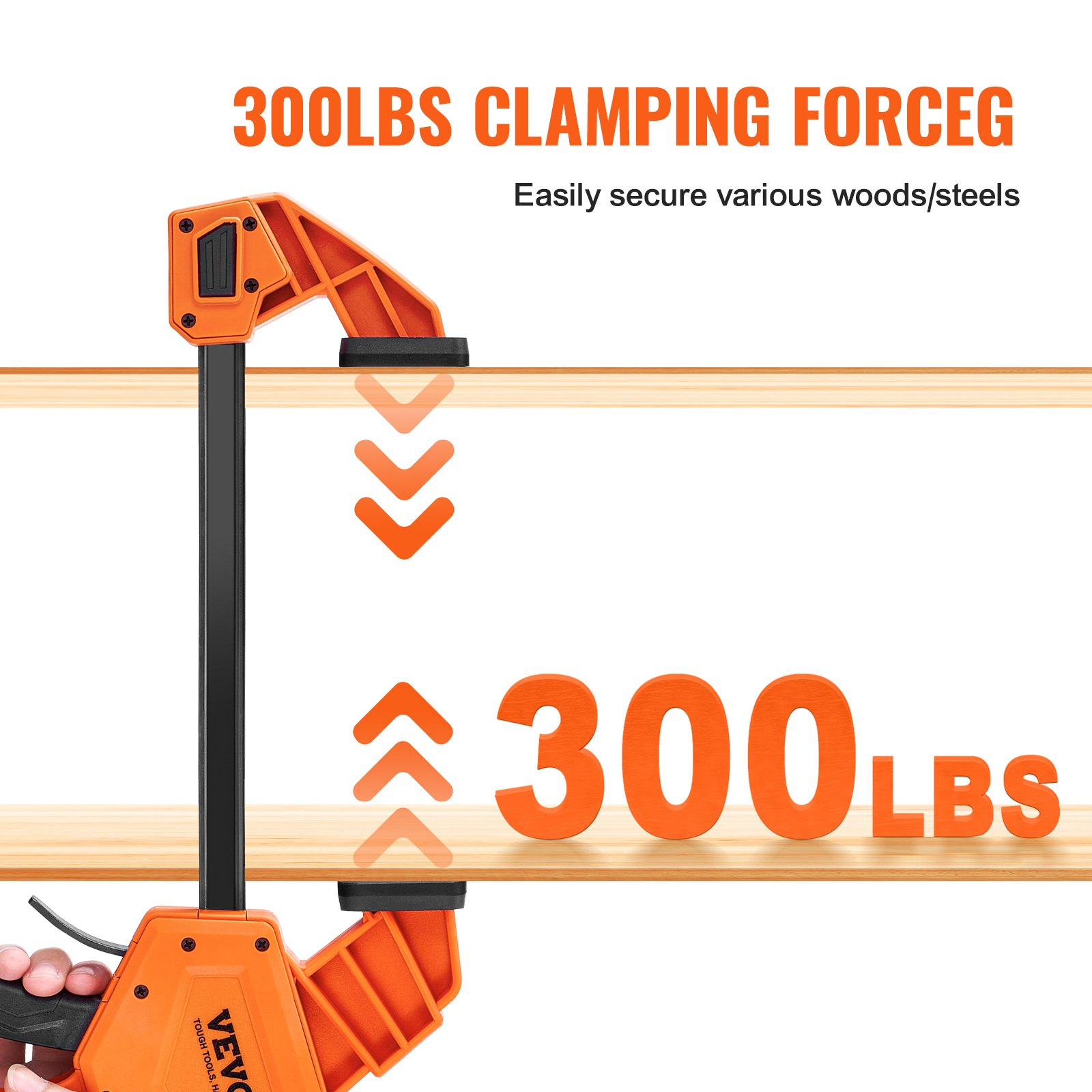 Start2Finish VEVOR 24-inch woodworking bar clamps, 2-pack with quick-change F clamp design, high-strength plastic and steel construction.