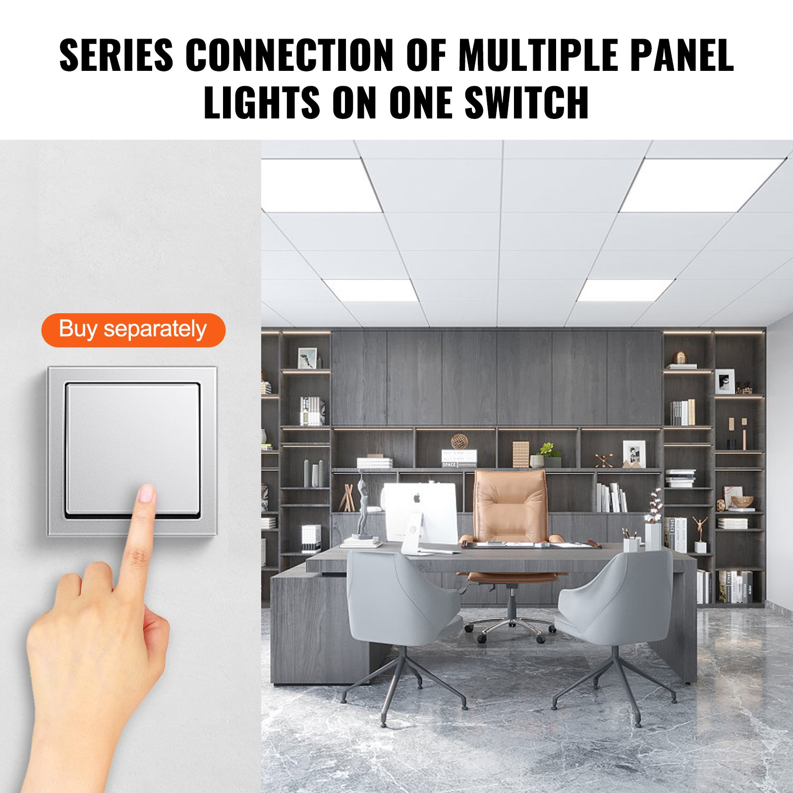 Start2Finish LED flat panel light, 2x4 ft, 50W with adjustable color temperature, surface mount ceiling lighting, UL tested
