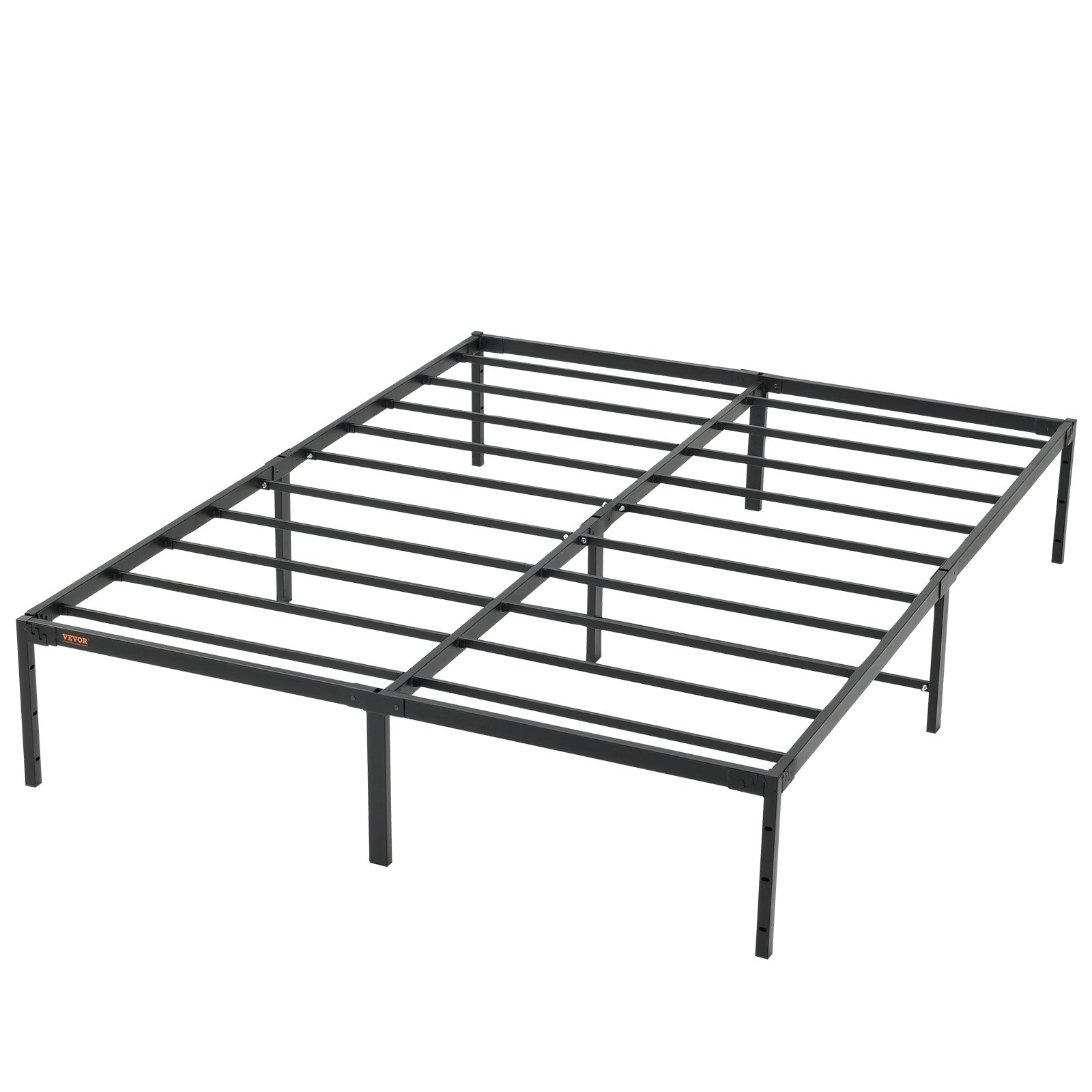 Start2Finish VEVOR 14-inch queen metal bed frame with steel slats, sturdy foundation, easy to assemble, noise-free, supports 1500 lbs.