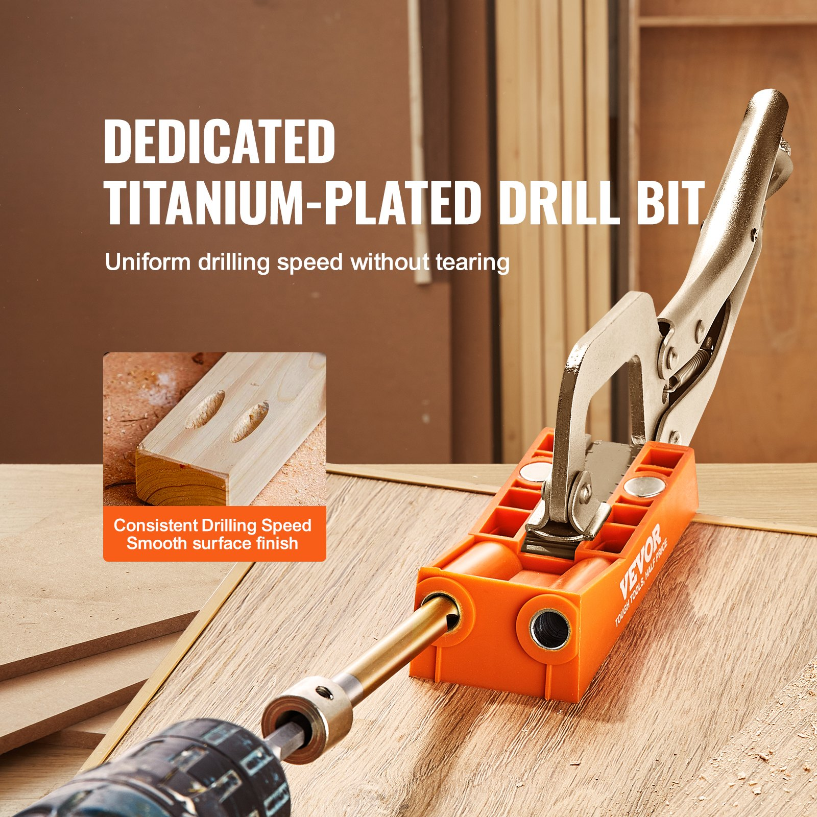 Start2Finish VEVOR Pocket Hole Jig with 56 pieces, mini jig system, C-clamp, drill bits, screws, and tools for woodworking projects.
