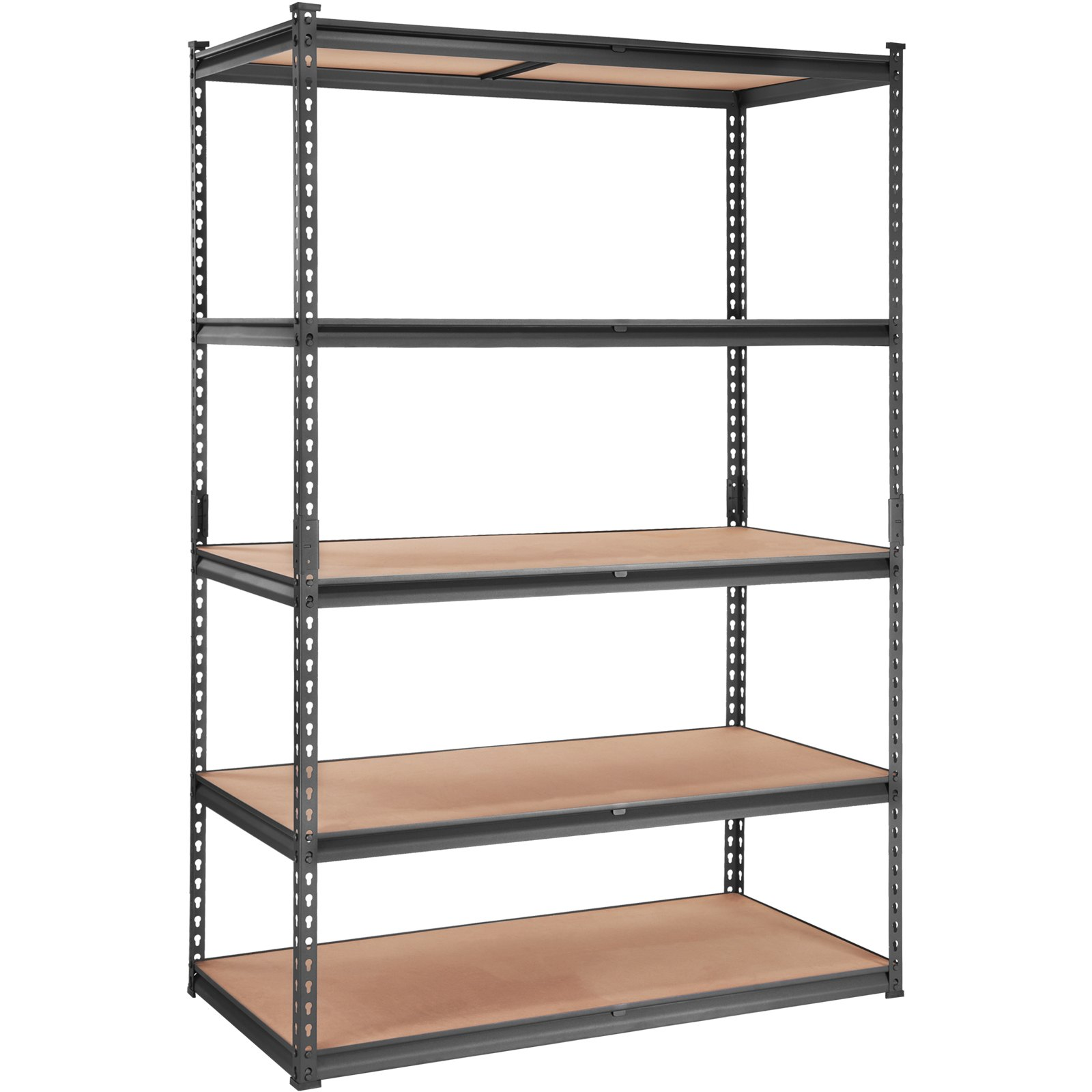 Start2Finish VEVOR 5-tier adjustable heavy-duty metal shelving unit in black, with 2000 lbs capacity for garage, pantry, or laundry storage.