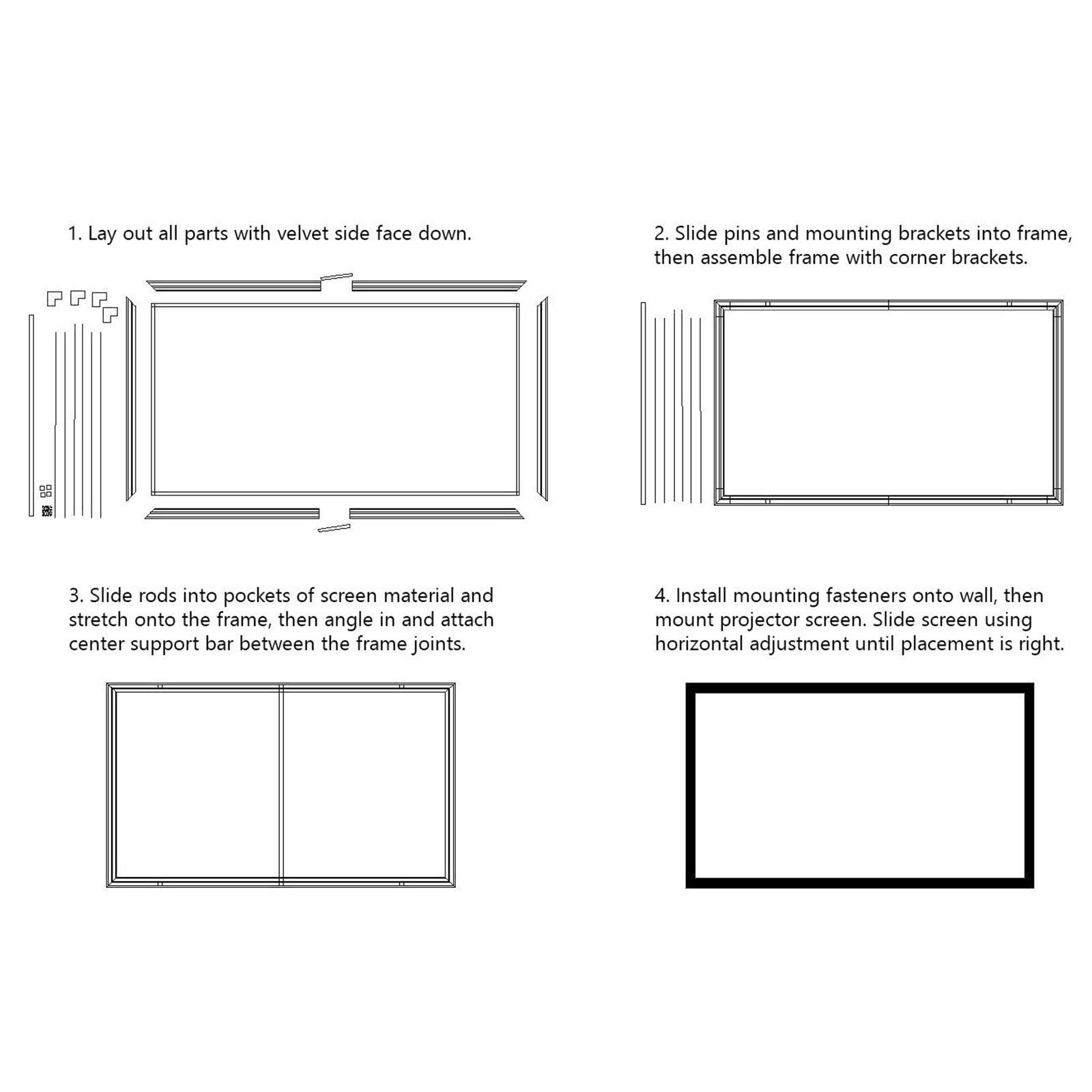 Start2Finish 120-inch 16:9 projector screen with fixed frame, perfect for 4K HDTV movies and 3D entertainment viewing.