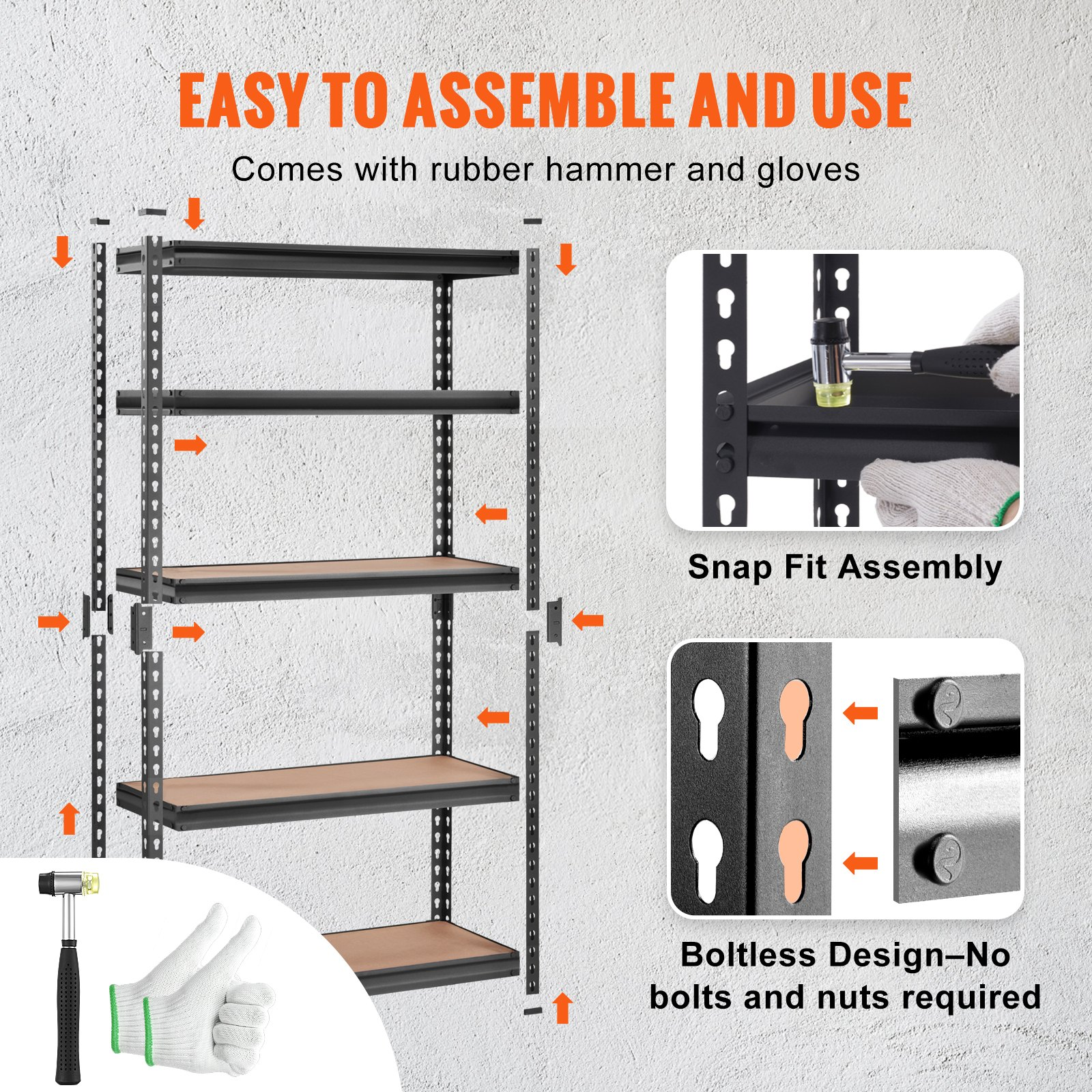 Start2Finish VEVOR 5-tier adjustable heavy-duty metal shelving unit in black, 30" L x 12" W x 60" H for garage or pantry storage