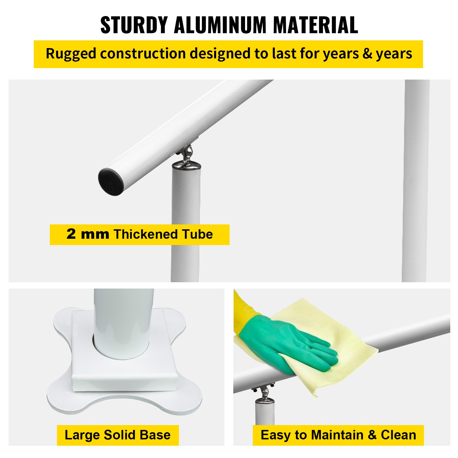 White aluminum outdoor stair railing kit with adjustable handrail for 2-3 steps, ideal for elderly safety and home improvement.