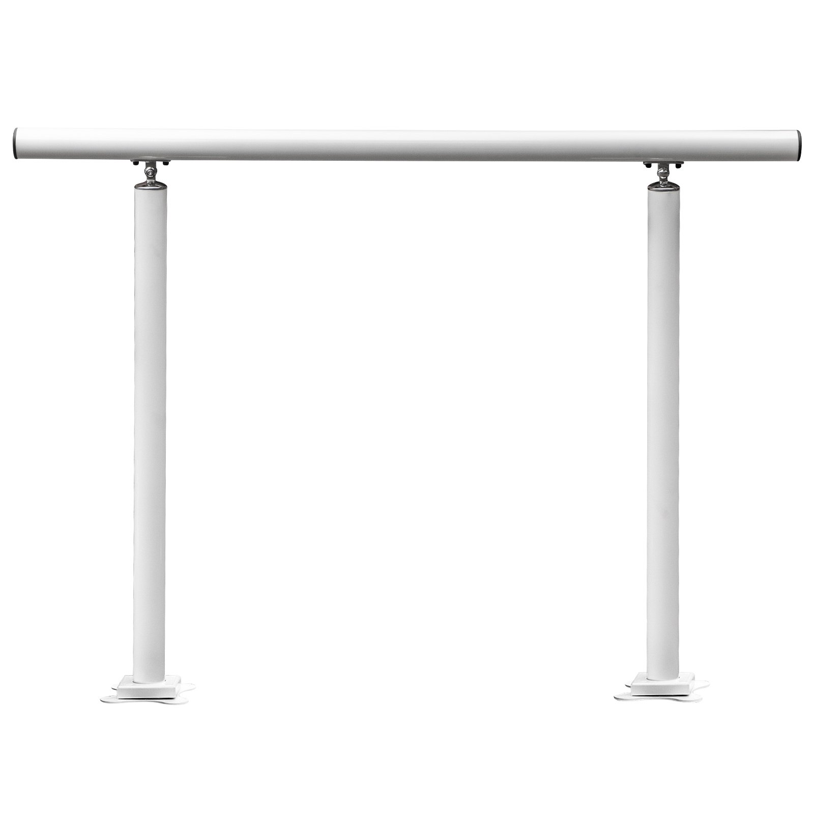 White aluminum outdoor stair railing kit with adjustable angle handrails for 2-3 steps, suitable for elderly safety and home improvement.